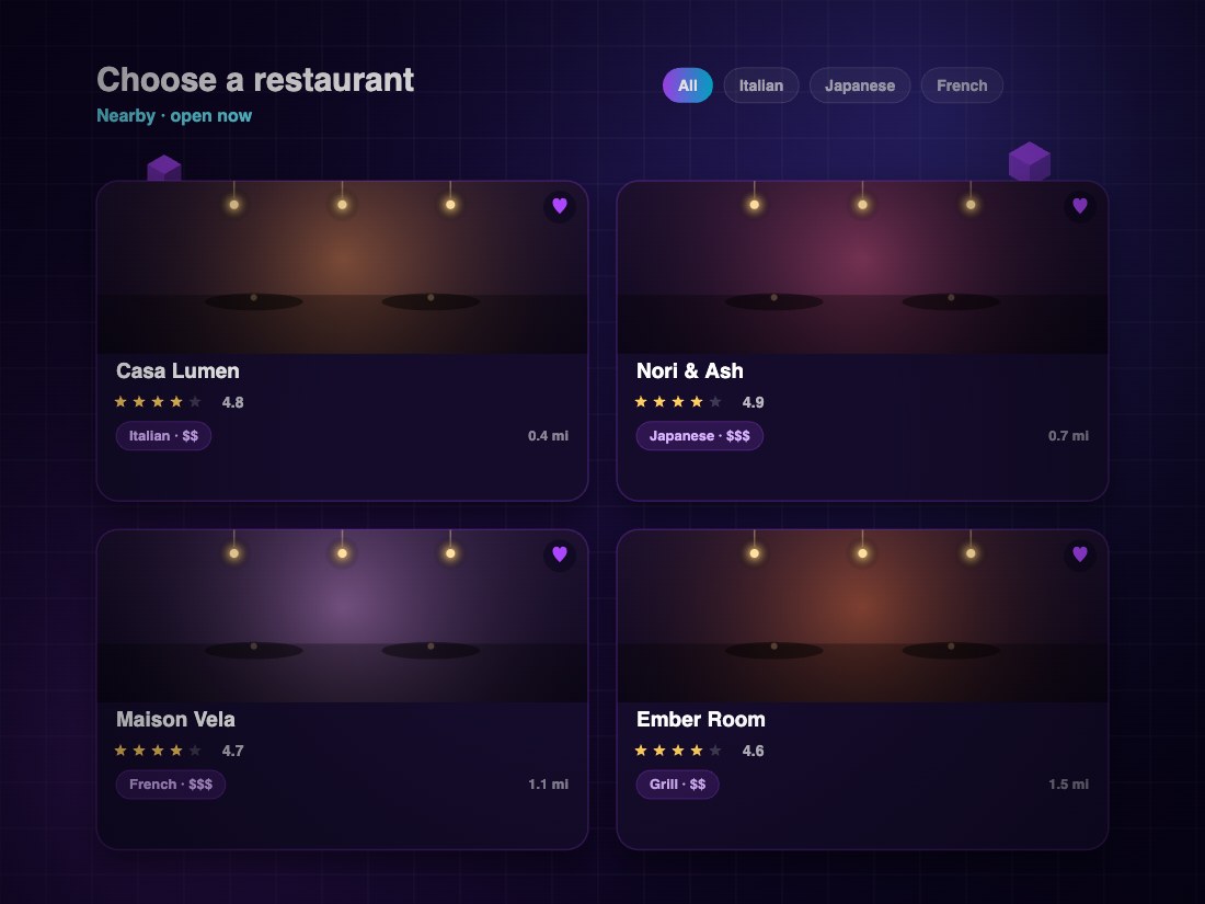 Find your table or occasion